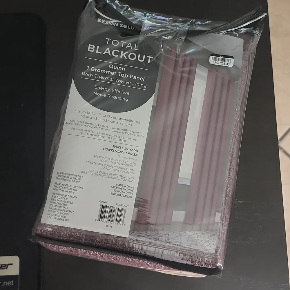 Quinn 95 Inch Total Blackout Grommet Top Curtain Panel in Eggplant - Picture 5 of 6